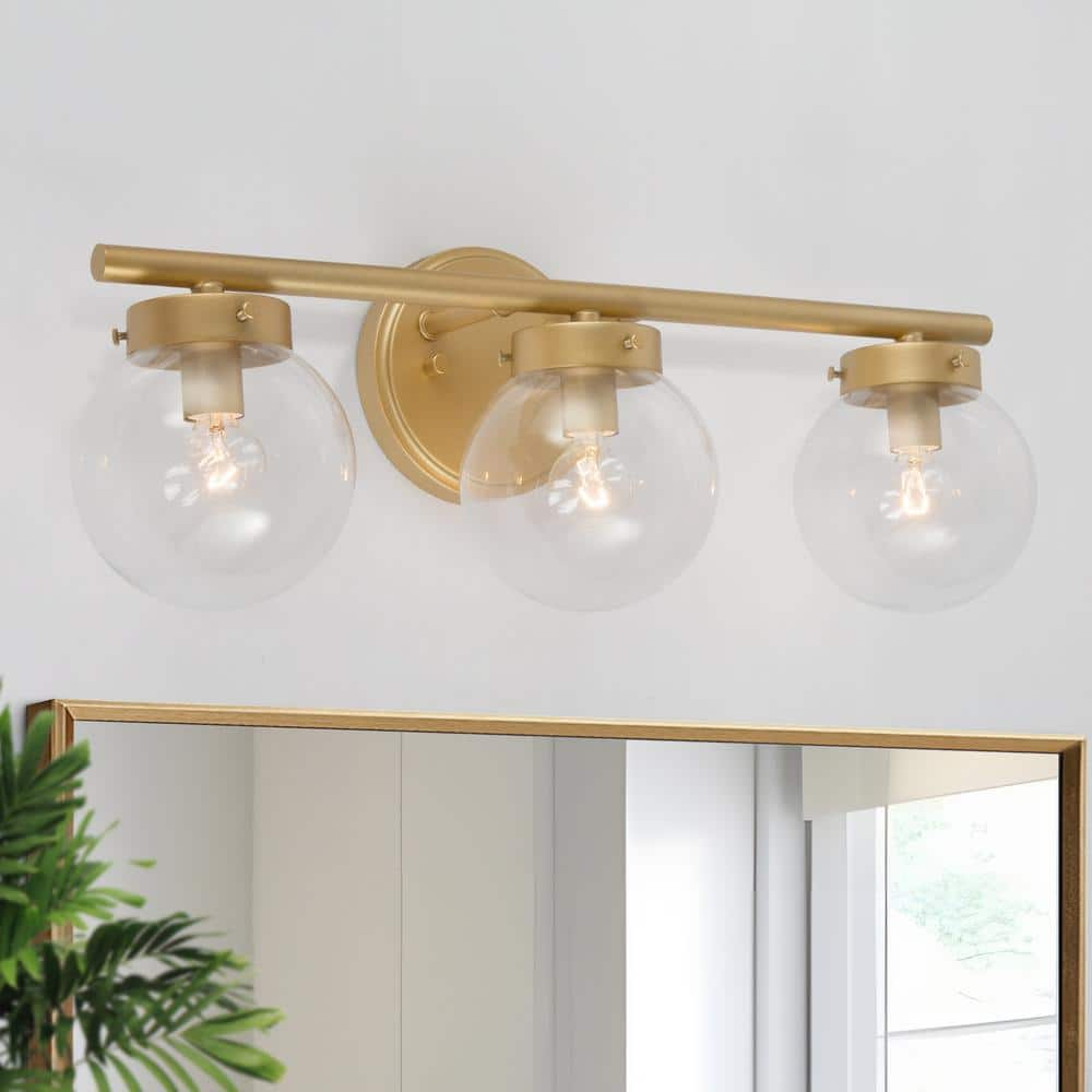 Uolfin Modern Gold Bathroom Vanity Light, 3-Light Farmhouse Powder Room ...