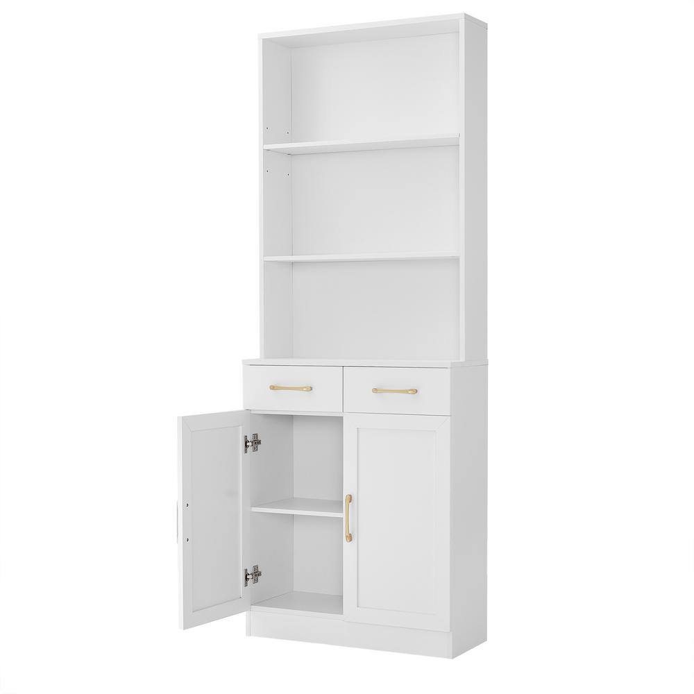 26 in. W x 11 in. D x 70 in. H White Linen Cabinet, Bathroom Storage Cabinet with Door and Drawer, 3-layer Open Shelf