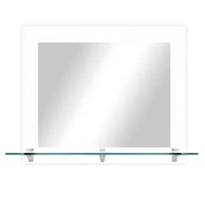 25.5 in. W x 21.5 in. H Rectangle White Horizontal Mirror With Tempered Glass Shelf/Chrome Brackets