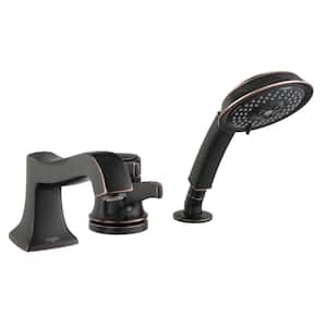 Metris C 1-Handle Deck-Mount Roman Tub Faucet with Hand Shower in Rubbed Bronze