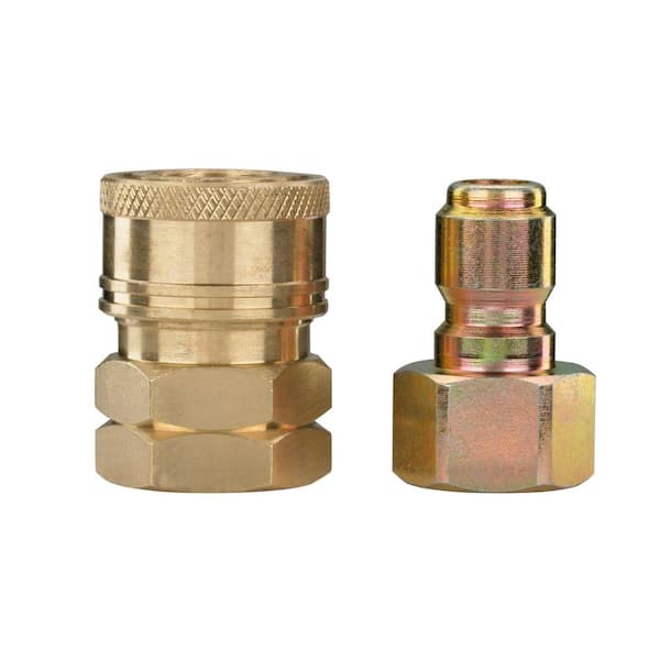 Brass Quick Disconnect Coupler 1/4" Male Threads For Pressure Washers. 