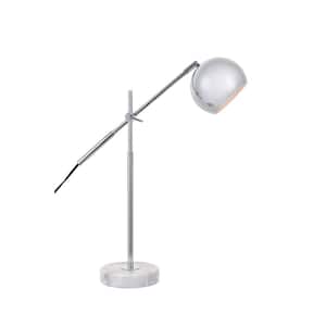 Timeless Home 20 in. H 1-Light Metal Chrome and White Indoor Table Lamp