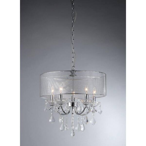 Warehouse of Tiffany Isabelle 5-Light Chrome Crystal Chandelier