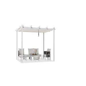 10 ft. x 10 ft. White Aluminum Outdoor Retractable White Frame Pergola with Sun Shade Canopy Cover
