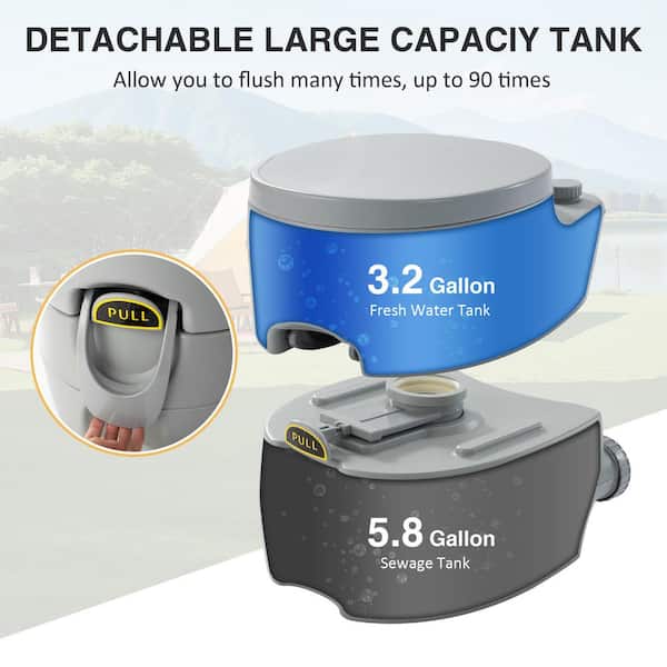 JAXPETY 5.3 Gal. Porta Potty Portable Toilet Outdoor Camping