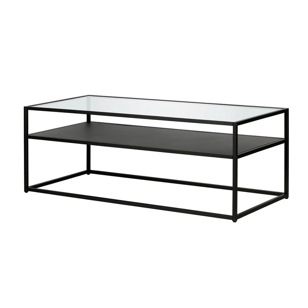 Ada 46'' Rectangular Blackened Bronze Metal & Glass Coffee Table