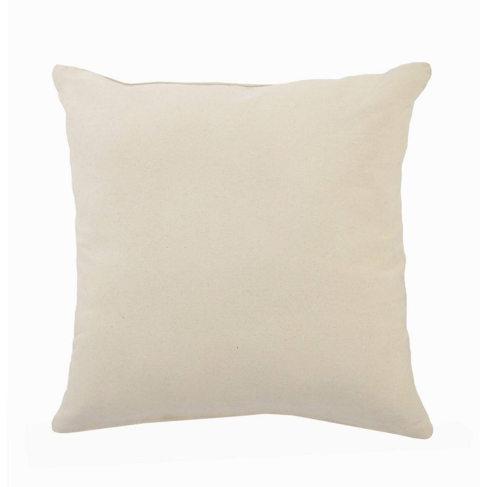20" Square Black and Cream Tufted Grid Cotton Throw Pillow