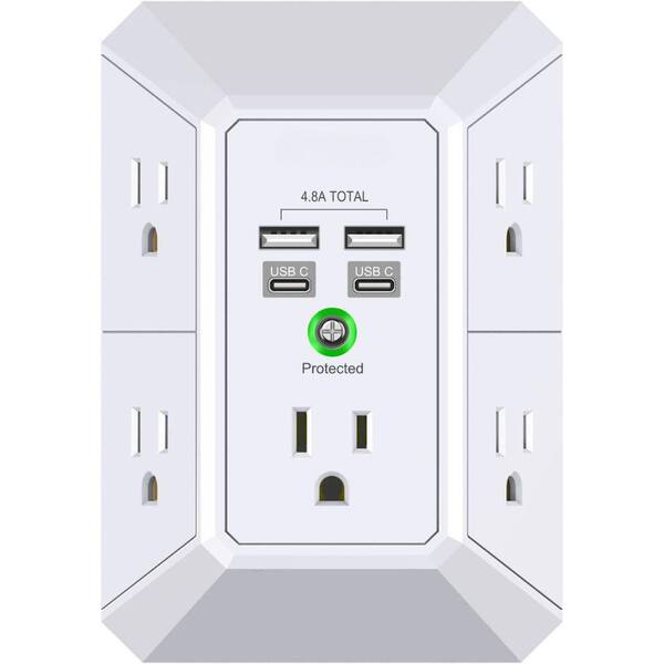 Outlet Extender Stick With USB-A & USB-C Ports - Extends 19-31 Inches, Rotates 180° For Hard-to-Reach Outlets