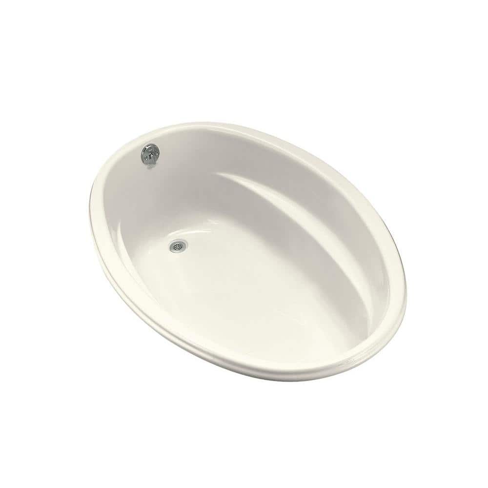 ProFlex 5 ft. Reversible Drain Oval Bathtub in Biscuit