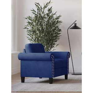 New Classic Furniture Alani Deep Blue Polyester Accent Armchair with Nail Head Trim