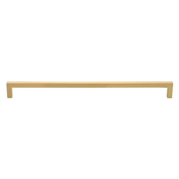 GLIDERITE 12-5/8 in. (320mm) Center-to Center Satin Gold Solid Square Slim Cabinet Drawer Bar Pulls (10 Pack )