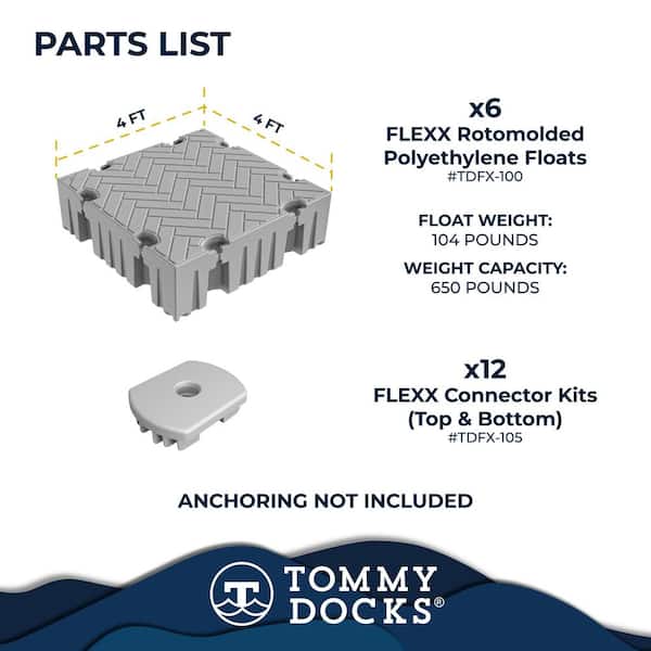 Tommy Docks Flexx 16 ft. T-Shaped Floating Dock Package, Modular