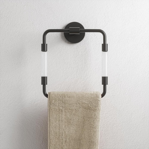 Verre Wall Mounted Towel Ring in Acrylic Matte Black