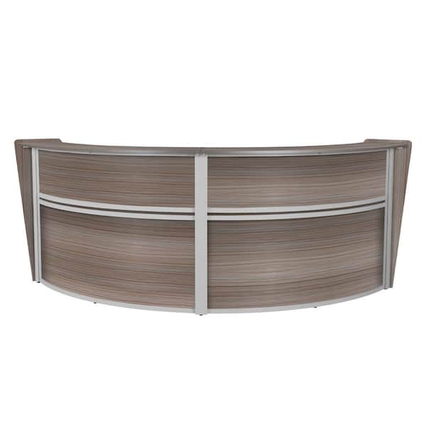 Regency 124.5 in. Gray Marque Double-Unit Reception Curved Desk Workstation