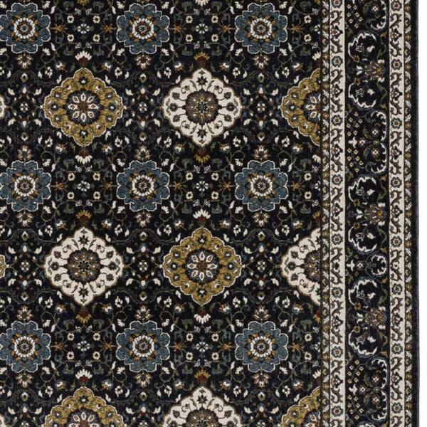 10 ft. x 13 ft. Navy Blue, Gold Medallion Washable Area Rug