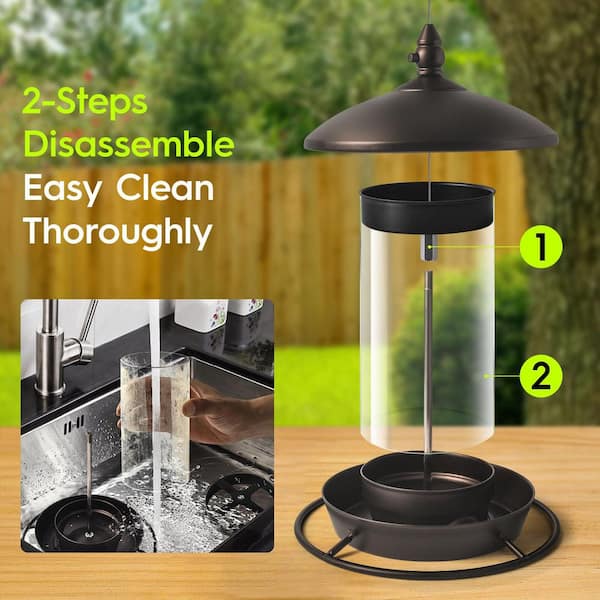 Metal Roof Bird Feeder with Chew Proof for Outdoor Hanging Wild Bird Seeds, Bronze (1-Pack)