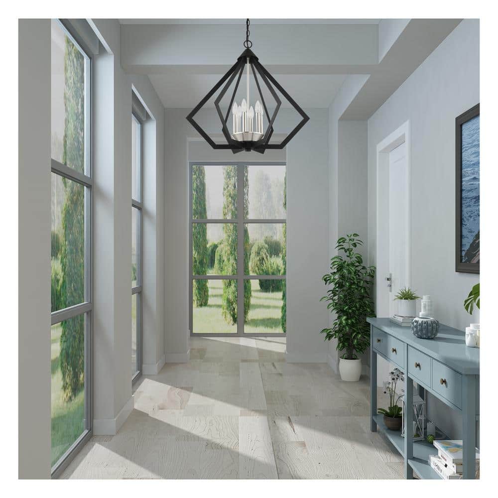 Prism 6-Light Black and Nickel Steel Chandelier