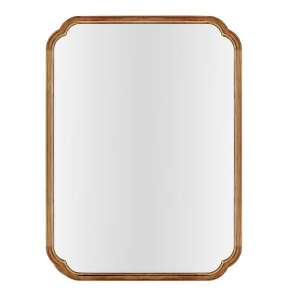 30 in W x 40 in. H Rectangle Decorative Natural Wood Farmhouse Wall Mirror