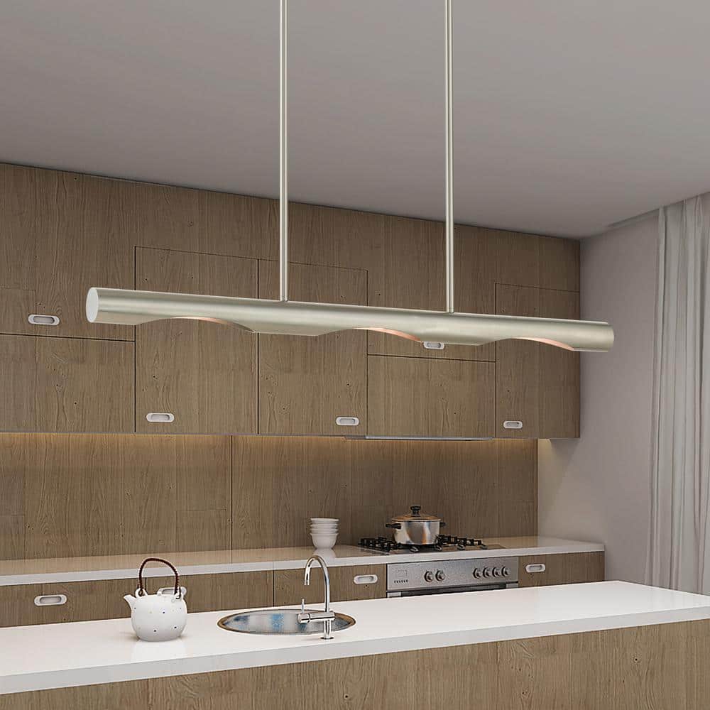 Acra Brushed Nickel 3-Light Linear Chandelier
