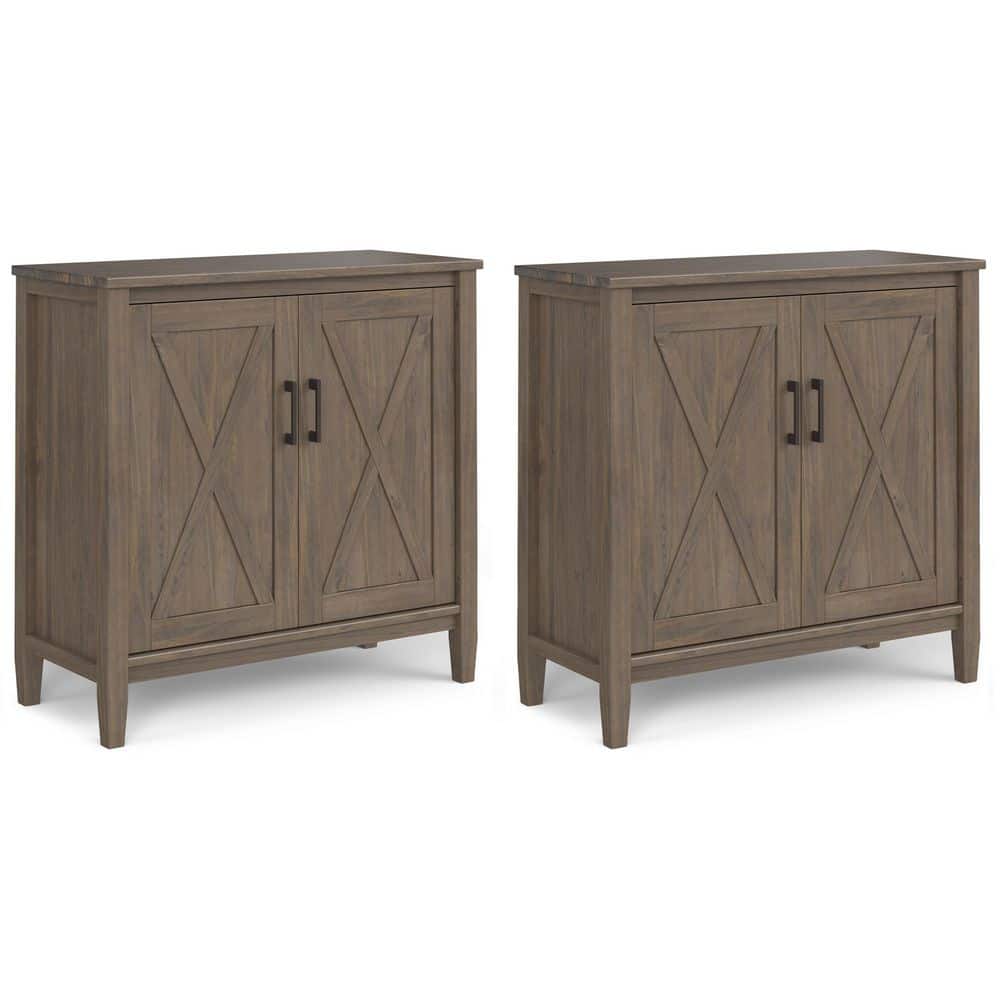 Ela Solid Wood 31 in. Storage Cabinet in Smoky Brown (Set of 2)