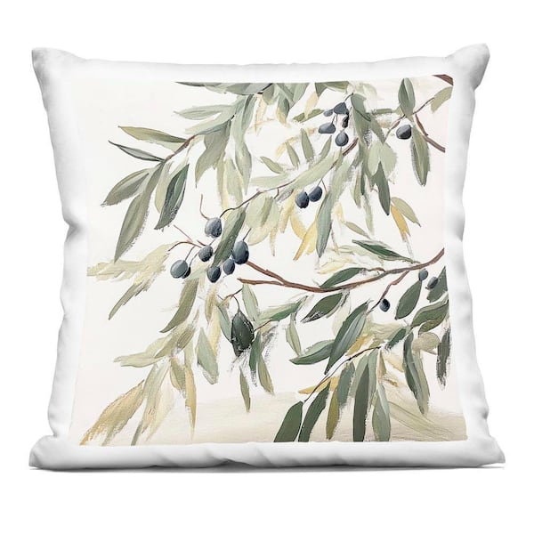 Petals In Pastel Green Floral Zipper Polyester 18 in. X 18 in. Throw Pillow
