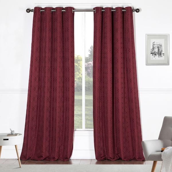 Dainty Home St Pierre Solid Textured Design 54" x 84" Single Window Panel in Burgundy