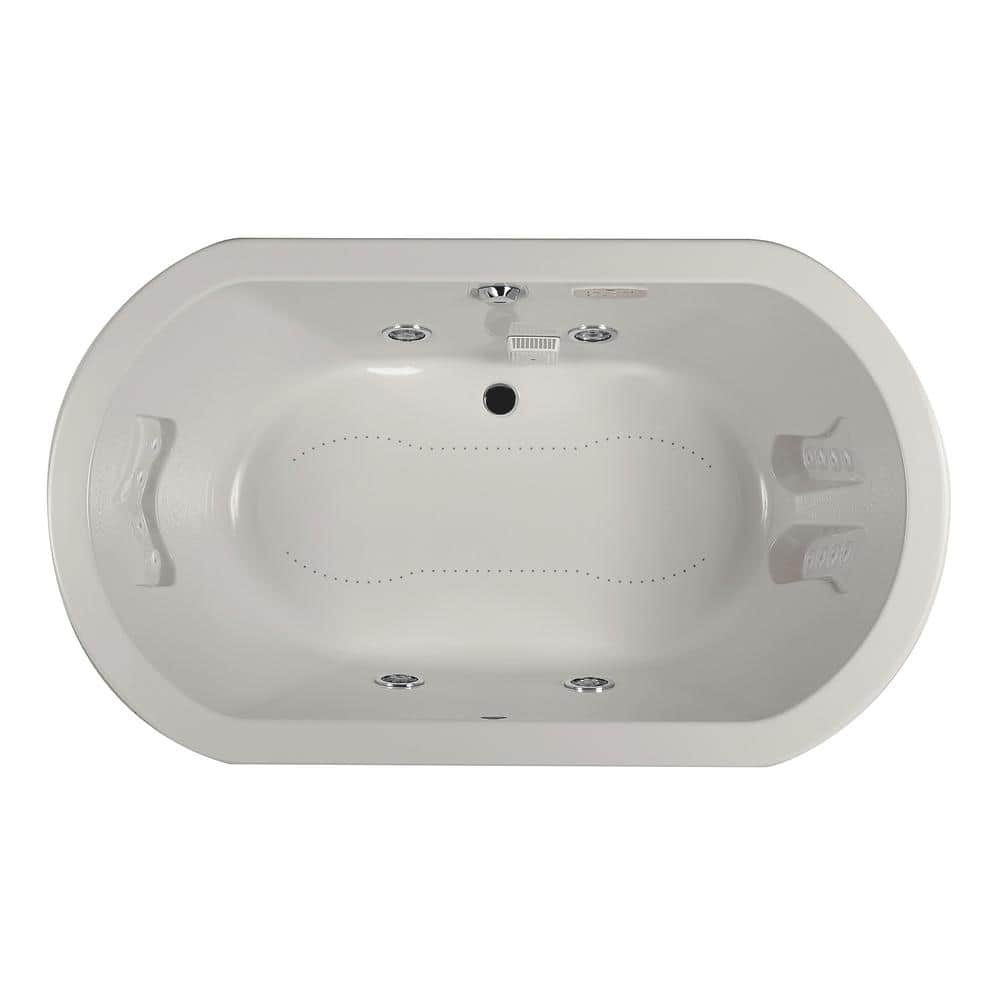 JACUZZI ANZA 60 in. x 42 in. Oval Combination Bathtub with Center Drain in Oyster