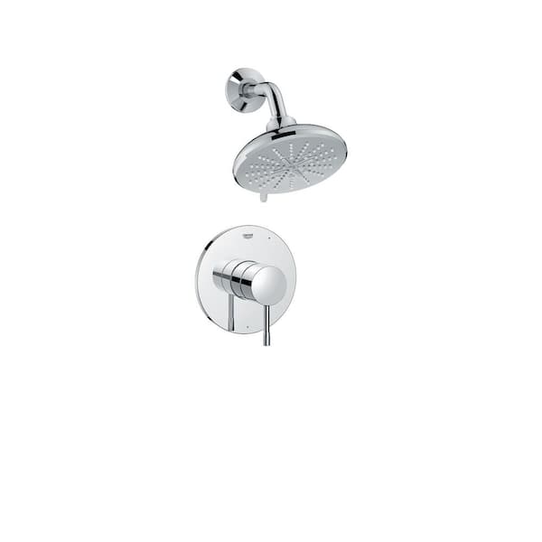 GROHE Essence 1-Handle Wall Mount Shower Trim Kit in StarLight Chrome ...