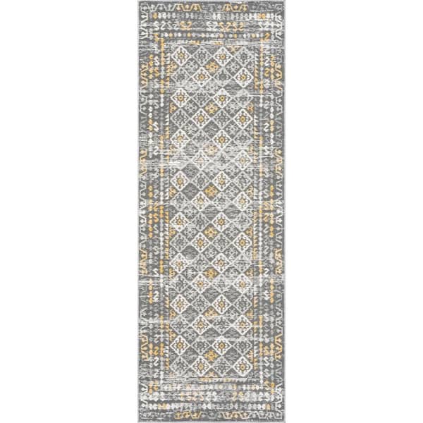 Flora Cream 2 ft. x 8 ft. Moroccan Indoor/Outdoor Area Rug