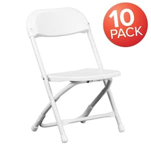 White Kids Plastic Folding Chairs (Set of 10)