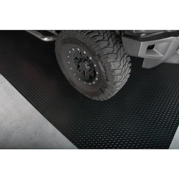 Diamond Tread 8.5 ft. x 22 ft. Midnight Black Commercial Grade Vinyl Garage Flooring Cover and Protector