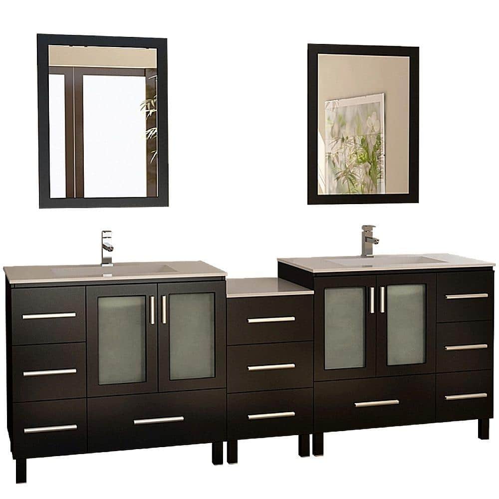 Design Element Galatian 88 in. Vanity in Espresso with Porcelain Vanity