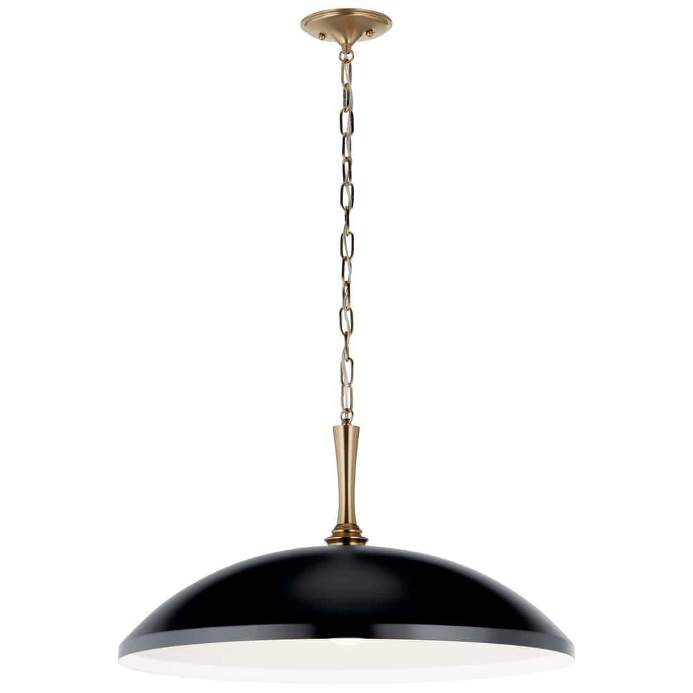 KICHLER Delarosa 24.25 in. 1-Light Black Traditional Shaded Oversized  Hanging Pendant Light with Metal Shade 52637BK - The Home Depot