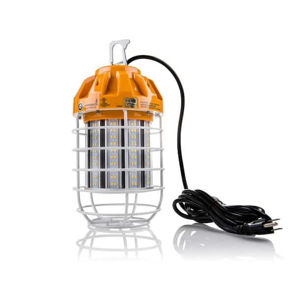 Hyperikon 80-Watt Temporary LED Work Light Fixture with Hooks for Hanging and House Surge Protection Plug-In Cord Waterproof