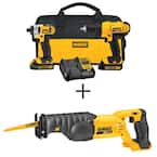 20-Volt MAX Cordless Drill/Impact Combo Kit (2-Tool) with (2) 20-Volt 1.3Ah Batteries, Charger & Reciprocating Saw
