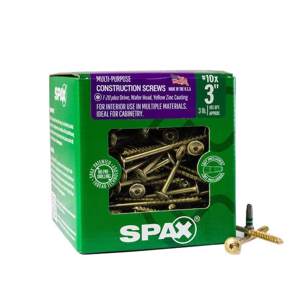 SPAX #10 x 3 in. Interior Wafer Head Wood Screws Cabinet Torx T-Star Plus (185 Each) 3 LB Bit Included