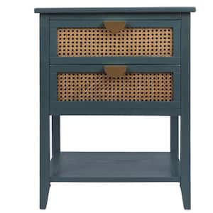 22.05 in. W x 15.75 in. D x 28.55 in. H Green Free-Standing Linen Cabinet with Open Shelf and 2 Drawer in Olive