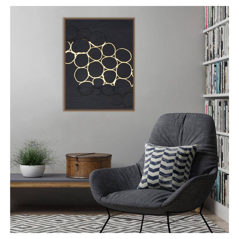 Gold Combo III Abstract Canvas Art with Bronze Frame
