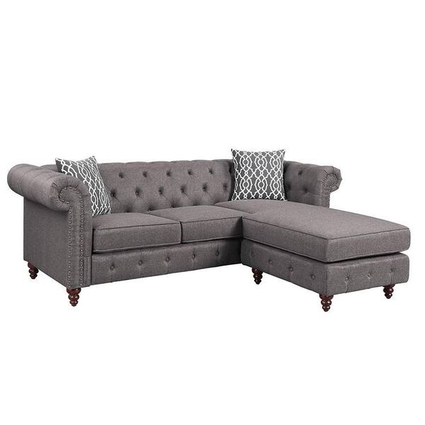 Acme Furniture Waldina 66 in. W 1-piece Velvet L Shaped Sectional