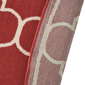 Ella Red and Ivory 7 ft. x 10 ft. Indoor/Outdoor Area Rug