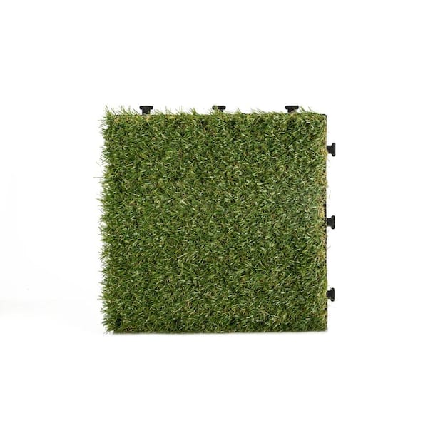 Courtyard Casual 1 ft. x 1 ft. Vinyl Grass Deck Tile in Green (9-Piece)