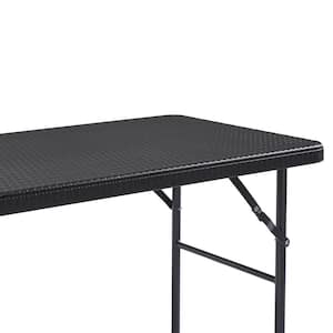 47.2 in. Folding Picnic Table with Benches, Faux Rattan Patio Set with Mesh Bag