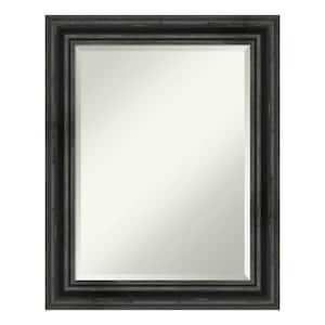 Rustic Pine Black 23.5 in. x 29.5 in. Beveled Rectangle Wood Framed Bathroom Wall Mirror in Black