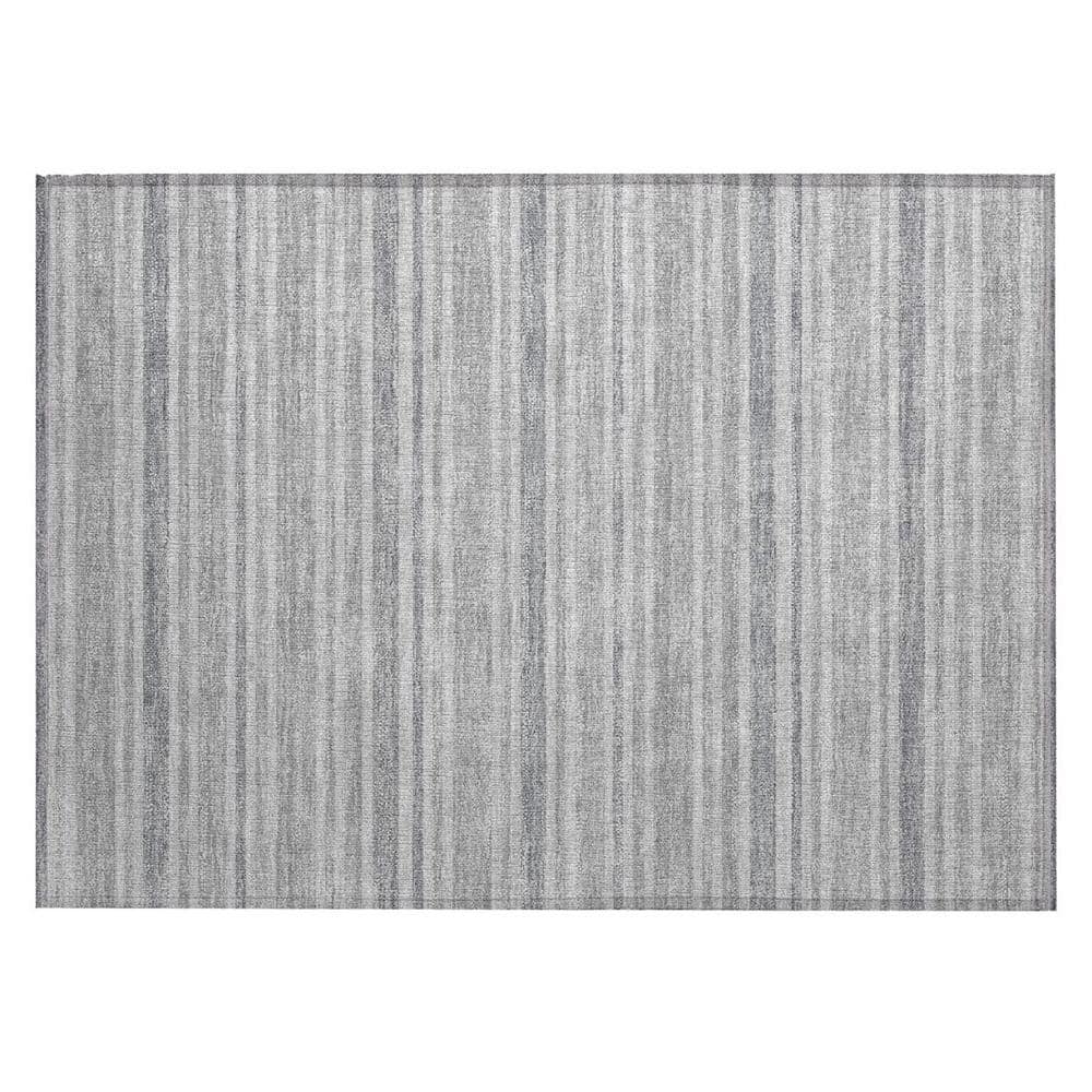 Black Silver and Gray 2 ft. x 3 ft. Woven Striped Polyester Rectangle Indoor/Outdoor Area Rug price history on PriceWatchPro