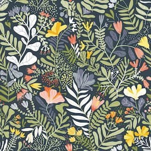 Brittsommar Navy Woodland Floral Non Woven Paper Wallpaper