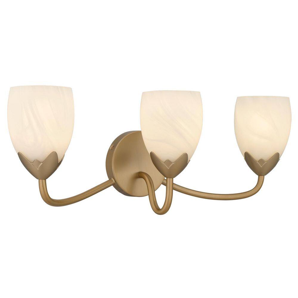 Jacobs 24 in. 3-Light Bronze Gold Vanity Light with Etched Alabaster Glass Shades price history on PriceWatchPro