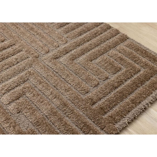 8 ft. x 11 ft. Brown Intrigue Collections Geometric, Tonal/Solid Indoor Area Rug