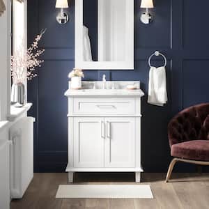 Sonoma 30 in. Single Sink Freestanding White Bath Vanity with Carrara Marble Top (Assembled)