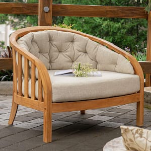Cambridge Casual Bernese Oversized Premium Indonesia Teak Wood Outdoor Club Lounge Chair with Tan Cushion