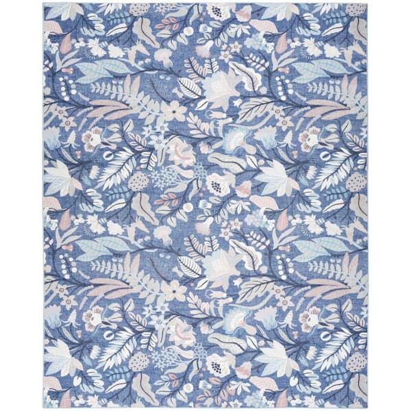 Nourison Washables Navy Multicolor 9 ft. x 12 ft. Botanical Traditional Area Rug